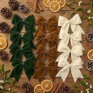 Fiocchi di velluto fatti a mano per l'albero di Natale - Set di ornamenti natalizi