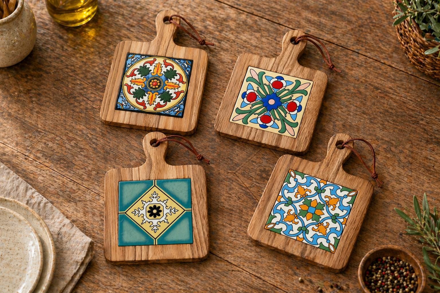 レトロなタイル鍋敷き - Etsy 日本