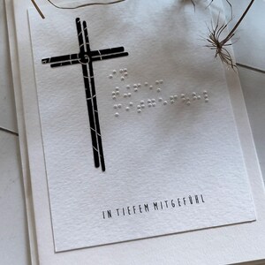 Trauerkarte Beileidskarte in Brailleschrift Punktschrift Blindenschrift