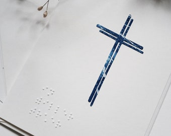 Brailleschrift Trauerkarte/Beileidskarte mit original Cyanotypypie