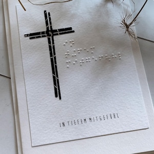 Trauerkarte Beileidskarte in Brailleschrift Punktschrift Blindenschrift
