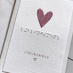 Karte Brailleschrift "Lieblingsmensch"
