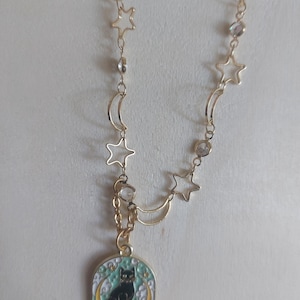 Collier étoile et lune Chats dans l'espace