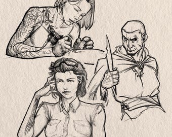 DnD-personageontwerp | Half lichaam (schets) GEEN AI