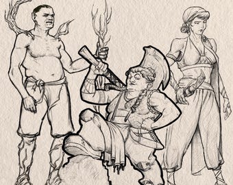 DnD-personageontwerp | Volledige body (schets) GEEN AI