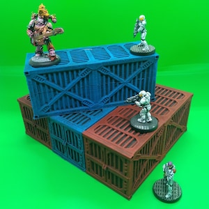 2x PAINTED Shipping Containers - 28mm tabletop terrain scenery sci-fi modern
