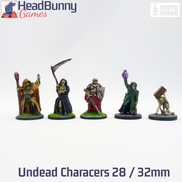 28mm Undead Character Set / 32mm Undead Character Set - UNPAINTED Cheap Fantasy Wargames Miniatures Frostgrave DnD
