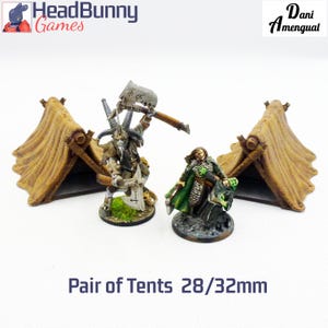 Pair of campsite tents - UNPAINTED - 28mm/32mm Scatter Terrain Bolt Action Kings of War Fantasy WW2