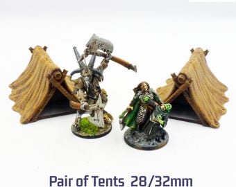 Par de tiendas de campaña - SIN PINTAR - 28 mm/32 mm Scatter Terrain Bolt Action Kings of War Fantasy WW2