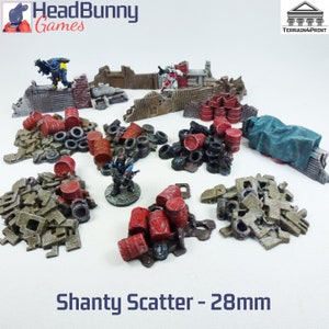 28mm Scrap Walls/Barricades & Shanty Junk Piles UNPAINTED - tabletop post apocalyptic scatter terrain scenery sci-fi modern