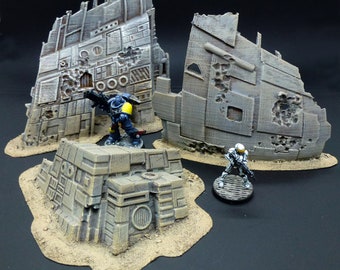 Space Ship UNPAINTED Wreckage Set - 28mm tabletop terrain 15mm terrain sci-fi Star Wars Stargrave