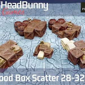 Set of 28mm Wooden crates UNPAINTED scatter terrain wargames fantasy historical Bolt Action Frostgrave