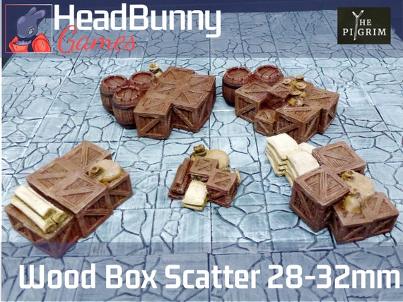 Set 28 mm Holzkiste unbemalt streuloch Gelände Kriegsspiele Fantasy historischen Bolt Action Frostgrave