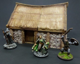 Painted Medieval Stone House: 28mm Wargaming Terrain