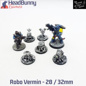 5x  Sci-Fi Robo Vermin 28mm/32mm - UNPAINTED - Cheap Wargames Miniatures Stargrave DnD Rogue Stars