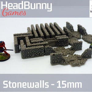 UNPAINTED Stone Walls Set 15mm 20mm Wargames Scatter Terrain Sigmar Bolt Action Kings of War Fantasy WW2