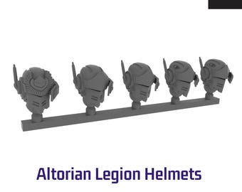 Altorian Legion Knight Helmet Heads (x5) - Resin conversion bits, kitbash 28mm heroic heads