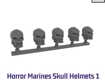 Horror Marine Skull Helmets (x5) - Resin conversion bits, kitbash heads 28mm heroic heads