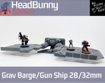 Sci-Fi Grav Barge: 28mm Tabletop Terrain, UNPAINTED