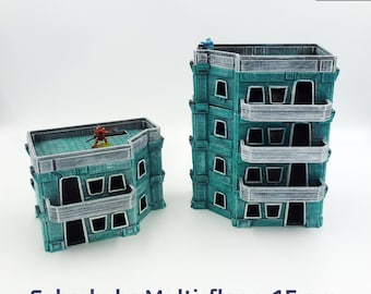 Multi-floor Cyber Habitations - 15mm - UNPAINTED tabletop terrain sci-fi fantasy