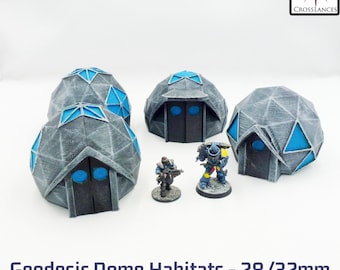 Geodetische Sci-Fi Habitat Dome - 28 mm grote scifi-fantasie op tafelblad