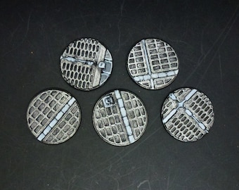 5x Round Sci-Fi industrial Scenic Wargames Miniature Bases 25mm 32mm 40mm 50mm 60mm 40k Bases Stargrave Bases