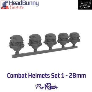 Combat Helmeted Heads set No1 - RESIN - 28mm - Sci-Fi Cyber Punk Miniatures