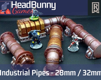 Industrial Pipe Terrain set - 28mm / 32mm - UNPAINTED - tabletop modern, sci-fi, post apocalyptic scatter terrain scenery