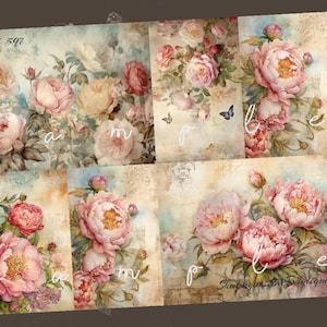Decoupage Rice Paper, A4 597 Shabby Chic Vintage Victorian Roses Decoupage Paper, Decorative Image, Decoupage Designs, Paper Crafts