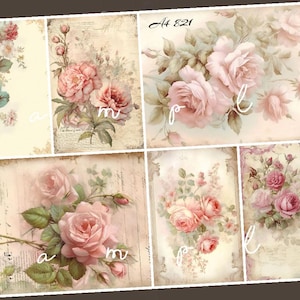 Decoupage Rice Paper, A4 821 Shabby Chic Vintage Victorian Roses Decoupage Paper, Decorative Image, Decoupage Designs, Paper Crafts