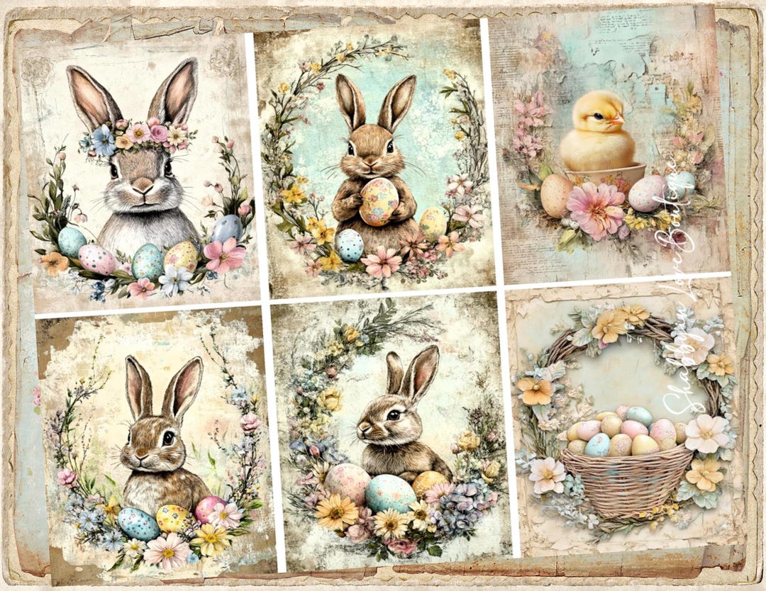 Vintage Spring Easter Bunnies Decoupage Rice Paper A4 Size - Etsy