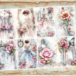 NEW! Decoupage Rice Paper, A4 Shabby Chic Vintage Victorian Women Wedding Decoupage Paper, Decorative Image, Decoupage Designs, Paper Crafts