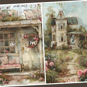 Decoupage Rice Paper, A4 043 Shabby Chic Vintage Summer Cottage Decoupage Paper, Decorative Image, Decoupage Designs, Paper Crafts