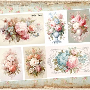 Decoupage Rice Paper, A4 216 Shabby Chic Vintage Rococo Style Roses Decoupage Paper, Decorative Image, Decoupage Designs, Paper Crafts