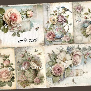Decoupage Rice Paper, A4 726 Shabby Chic Vintage Birds & Roses Decoupage Paper Decorative Image Decoupage Designs Paper Crafts DIY Crafting