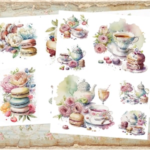 Decoupage Rice Paper, Set of 2 - A4 Shabby Chic Tea Party Tea Time Roses Decoupage Paper Decorative Image Decoupage Designs Paper Crafts