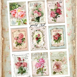 Decoupage Rice Paper A4 32 Shabby Chic Vintage French Roses Decoupage Paper, Decorative Image, Decoupage Designs, Paper Crafts DIY Crafting