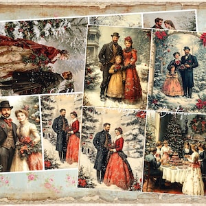 NEW! Decoupage Rice Paper, 2 -A4 Vintage Victorian Christmas Decoupage Paper Decorative Image Decoupage Designs Paper Crafts DIY Crafting