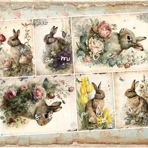 Shabby Chic Easter Bunnies Decoupage Rice Paper - A4 Size