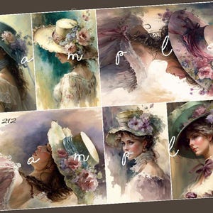 Decoupage Rice Paper, A4 212 Shabby Chic Vintage Women Hats Roses Decoupage Paper, Decorative Image, Decoupage Designs, Paper Crafts