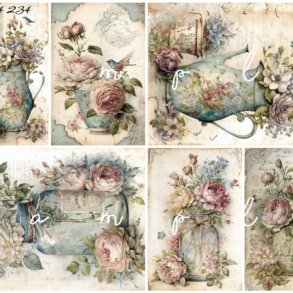 Decoupage Rice Paper, A4 234 Shabby Chic Vintage Birds & Roses Decoupage Paper Decorative Image Decoupage Designs Paper Crafts DIY Crafting