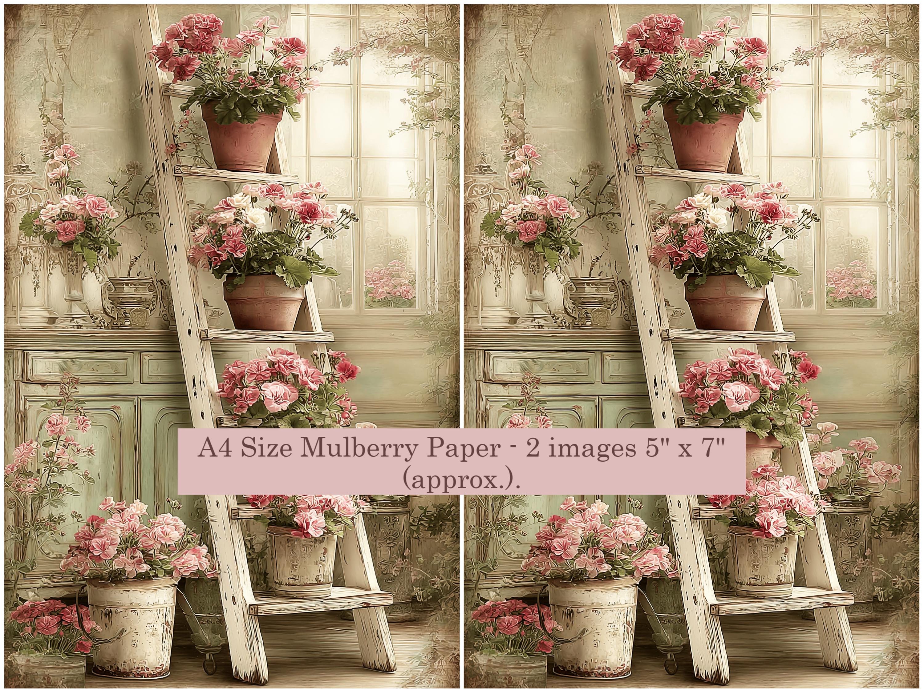 Shabby Chic Vintage Flowers Pots Decoupage Rice Paper A4 Size - Etsy