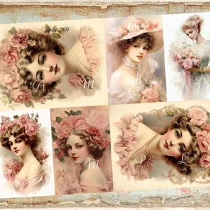 Decoupage Rice Paper, A4 58 Shabby Chic Vintage Women Rococo Style Pastel Decoupage Paper, Decorative Image, Decoupage Designs, Paper Crafts