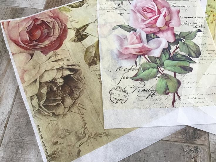 Decoupage Rice Paper A4 50 Shabby Chic Vintage French Birds and Roses  Decoupage Paper, Decorative Image, Decoupage Designs, Paper Crafts 