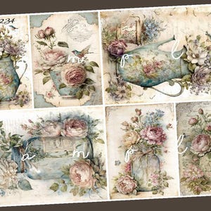 Decoupage Rice Paper, A4 234 Shabby Chic Vintage Birds & Roses Decoupage Paper Decorative Image Decoupage Designs Paper Crafts DIY Crafting