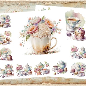 Decoupage Rice Paper, Set of 2 - A4 Shabby Chic Tea Party Tea Time Roses Decoupage Paper Decorative Image Decoupage Designs Paper Crafts