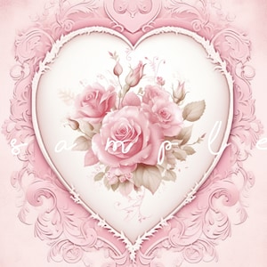 Decoupage Rice Paper A4 568 Shabby Chic Vintage Victorian Heart Roses Decoupage Paper, Decorative Image, Decoupage Designs, Paper Crafts