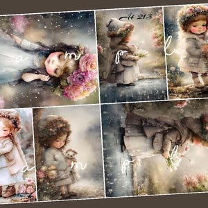 Decoupage Rice Paper, A4 213 Shabby Chic Vintage Little Girl Fantasy Art Decoupage Paper, Decorative Image, Decoupage Designs, Paper Crafts