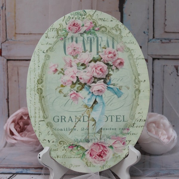 Shabby Chic Vintage Victorian French Style Paris Boudoir "Chateau Grand Hotel" Wall/Table/Wreath Decor Sign Gift for Her