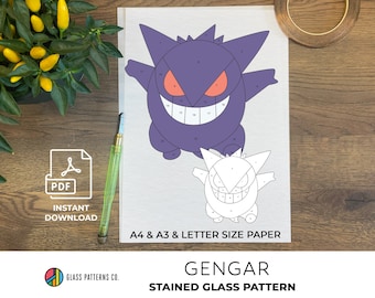Gengar Stained Glass Pattern | Pokemon DIY Craft (Digital Download)